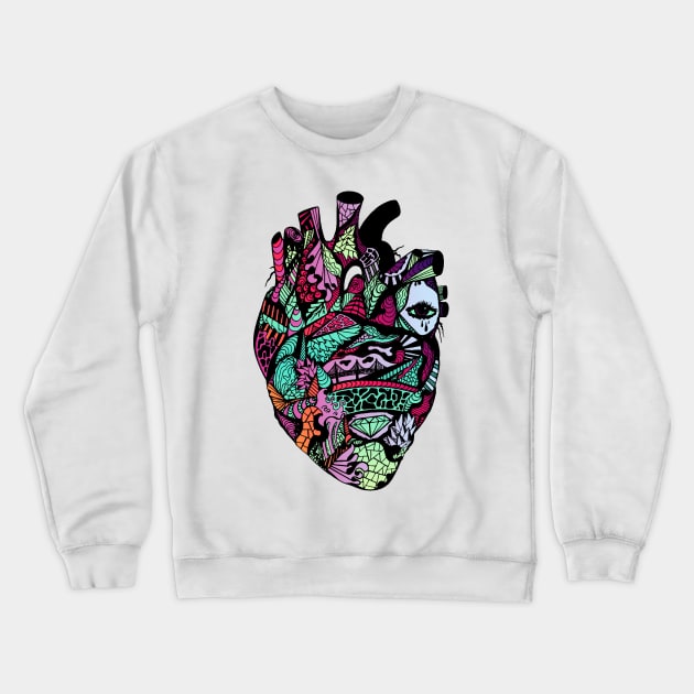 Blue Red Blend Transparent Heart Crewneck Sweatshirt by kenallouis